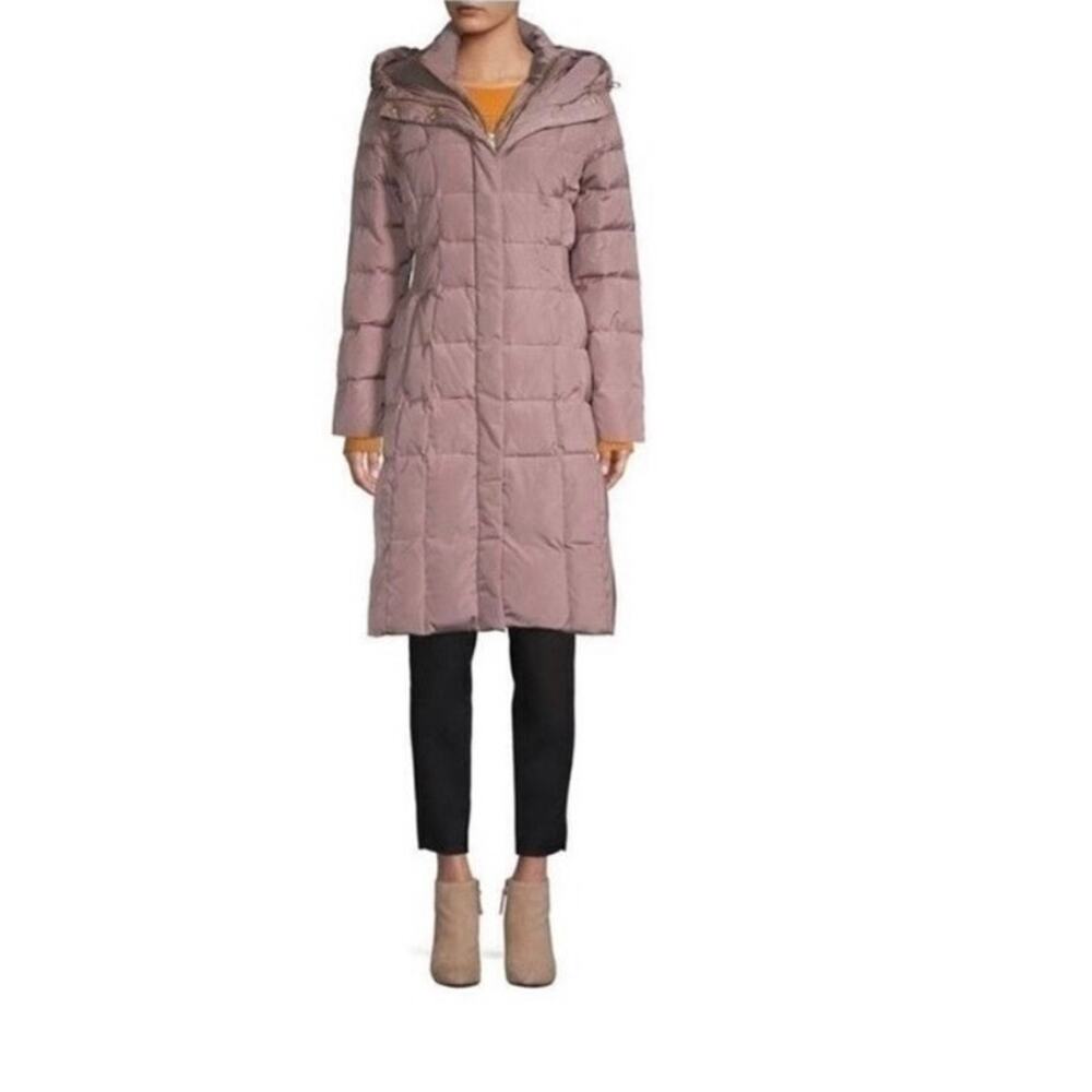 Cole Haan Signature Women’s L 32” Hooded Down Puffer Coat Mauve Pink T10119